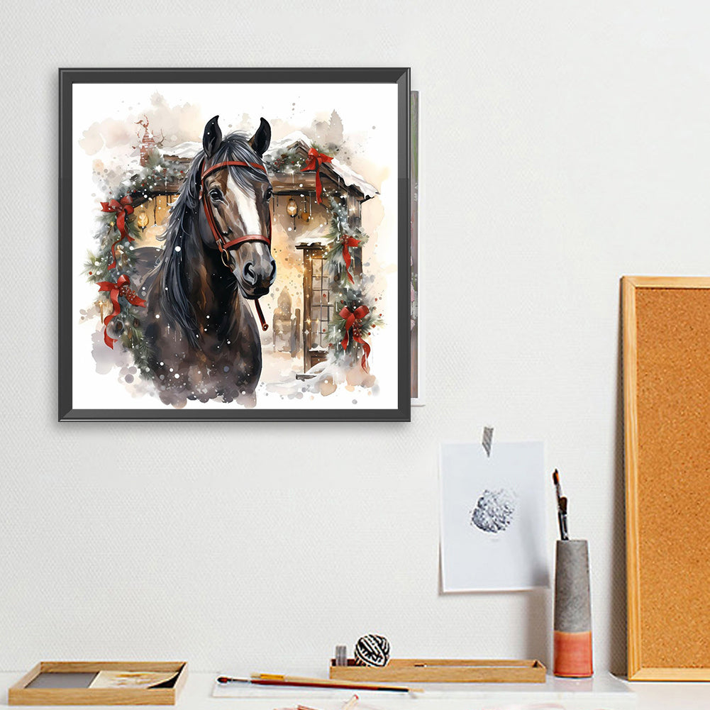Diamond Painting - Full Square - Christmas black horse (40*40CM)