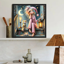 Load image into Gallery viewer, Diamond Painting - Full Round - Moon cat girl (40*40CM)