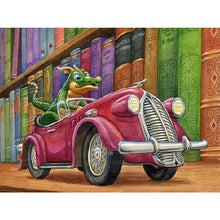 Load image into Gallery viewer, Diamond Painting - Full Round - Dinosaur driving in the library (60*45CM)