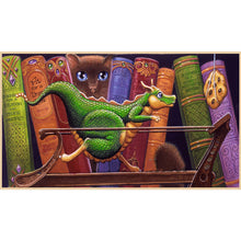 Load image into Gallery viewer, Diamond Painting - Full Round - Dinosaur sports in the book cat (70*40CM)