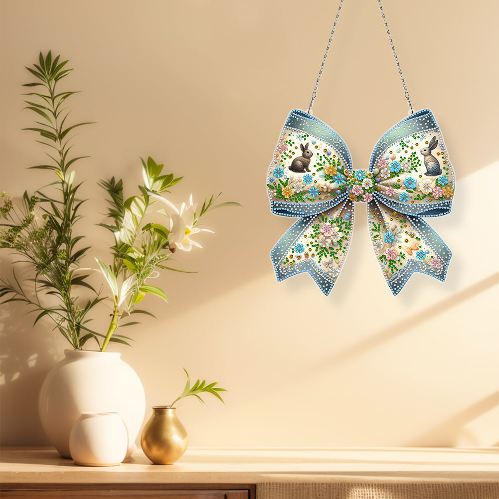 Easter Bow DIY Diamond Art Pendant Kit Diamond Painting Ornaments for Wall Door