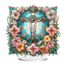 Load image into Gallery viewer, Acrylic Special Shape Cross Jesus Diamond Painting Desktop Ornaments for Adults