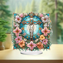 Load image into Gallery viewer, Acrylic Special Shape Cross Jesus Diamond Painting Desktop Ornaments for Adults