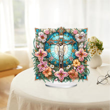 Load image into Gallery viewer, Acrylic Special Shape Cross Jesus Diamond Painting Desktop Ornaments for Adults