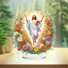Load image into Gallery viewer, Acrylic Special Shape Flower Jesus Diamond Painting Desktop Ornaments for Adults