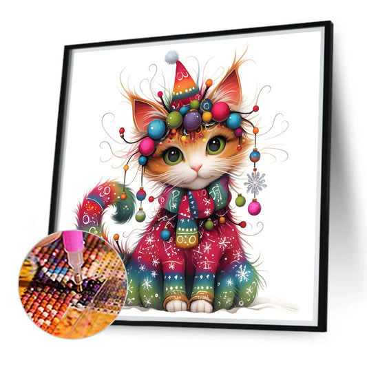 Diamond Painting - Full Round - Christmas kitten (30*30CM)