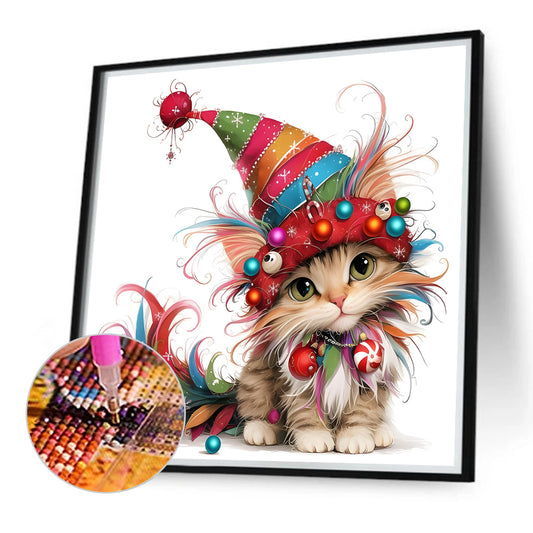 Diamond Painting - Full Round - Christmas kitten (30*30CM)