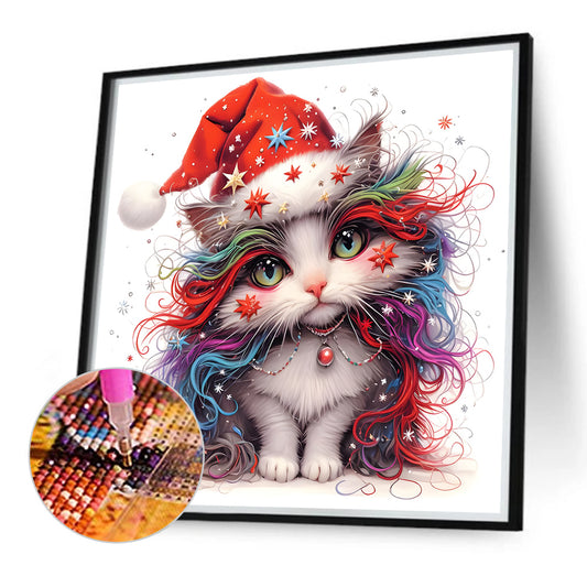 Diamond Painting - Full Round - Christmas kitten (30*30CM)