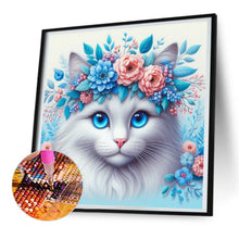Load image into Gallery viewer, Diamond Painting - Full Round - Blue-eyed white cat (30*30CM)