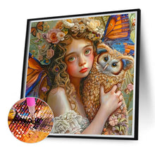 Load image into Gallery viewer, Diamond Painting - Full Round - Owl butterfly girl (40*40CM)