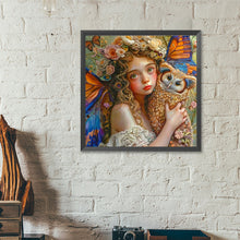 Load image into Gallery viewer, Diamond Painting - Full Round - Owl butterfly girl (40*40CM)