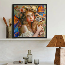 Load image into Gallery viewer, Diamond Painting - Full Round - Owl butterfly girl (40*40CM)