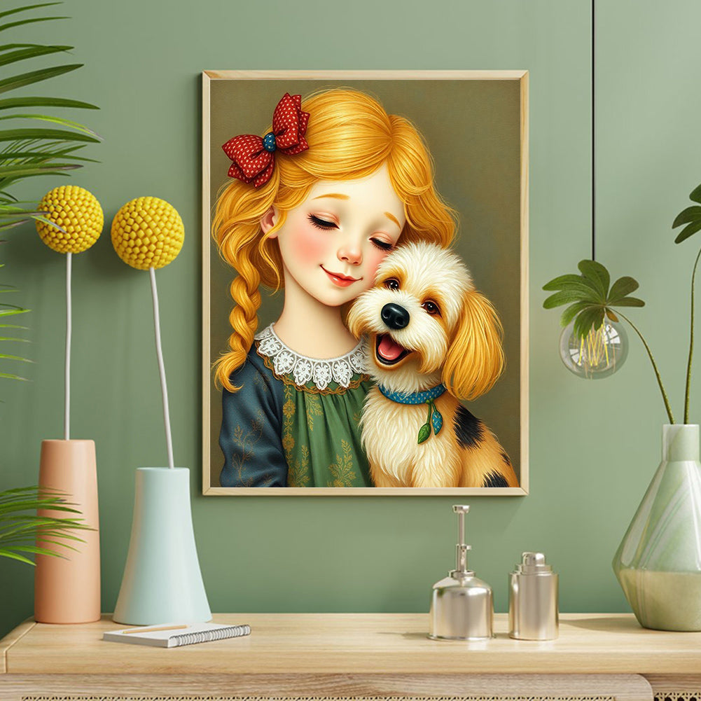 Diamond Painting - Full Round - Dog girl (40*50CM)