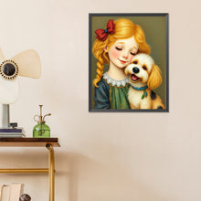 Load image into Gallery viewer, Diamond Painting - Full Round - Dog girl (40*50CM)