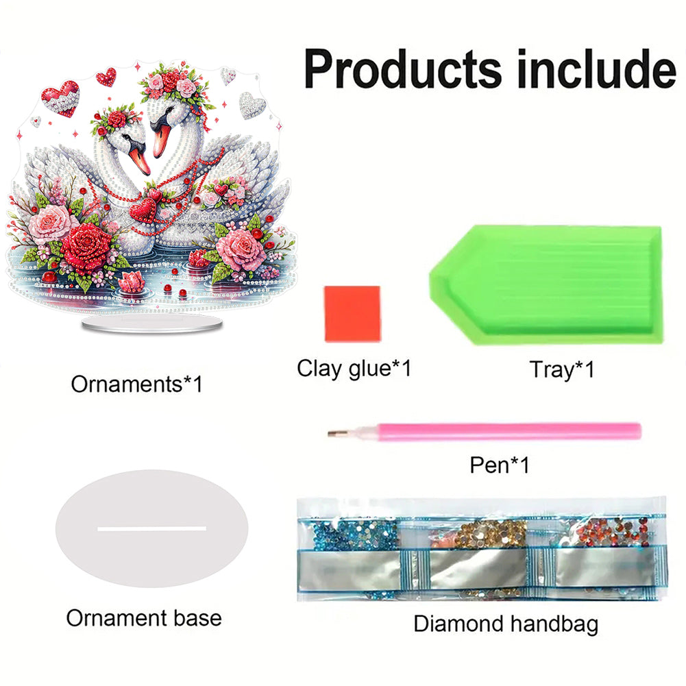 Acrylic Special Shape Valentines Day Swan 5D DIY Diamond Painting Ornament
