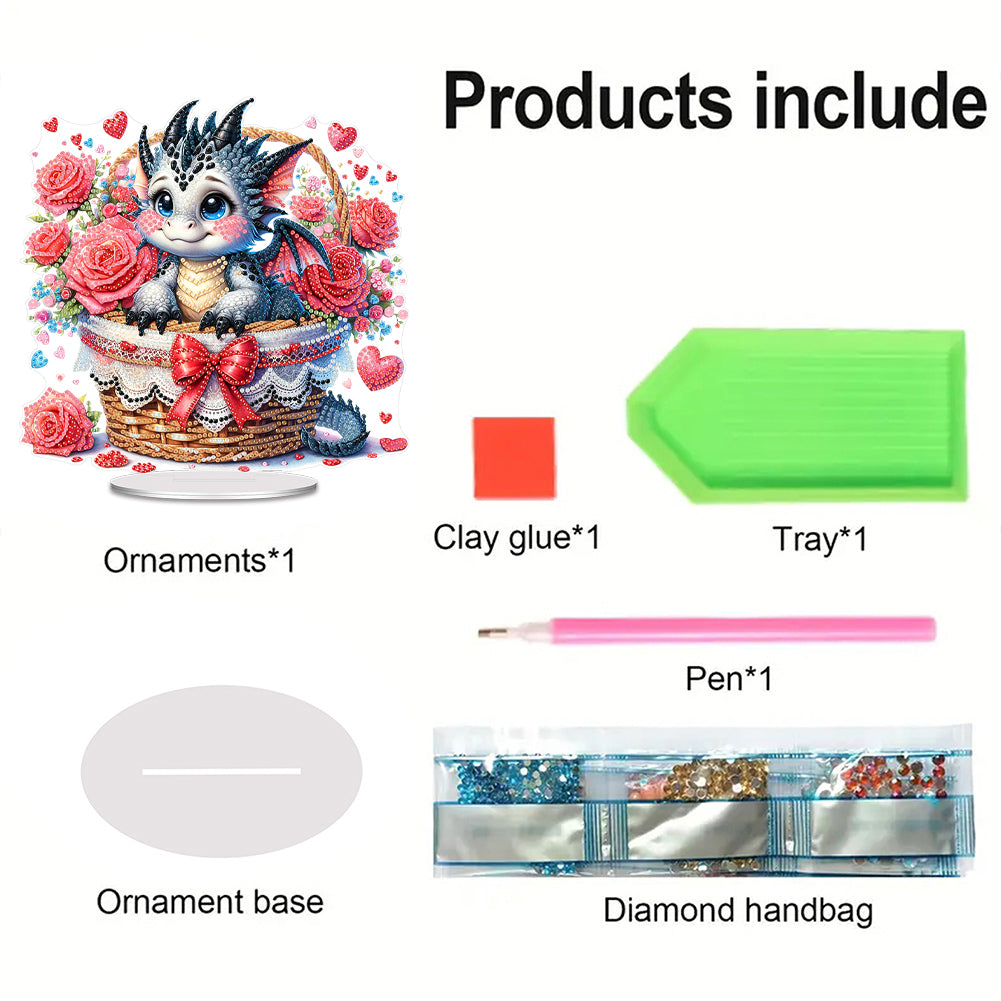 Acrylic Special Shape Valentines Day Dinosaur 5D DIY Diamond Painting Ornament