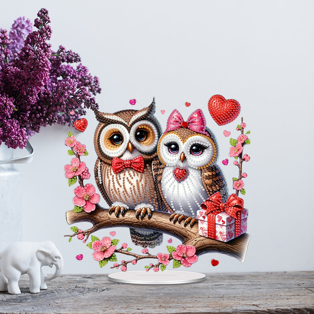 Acrylic Special Shape Valentines Day Owl 5D DIY Diamond Painting Ornament