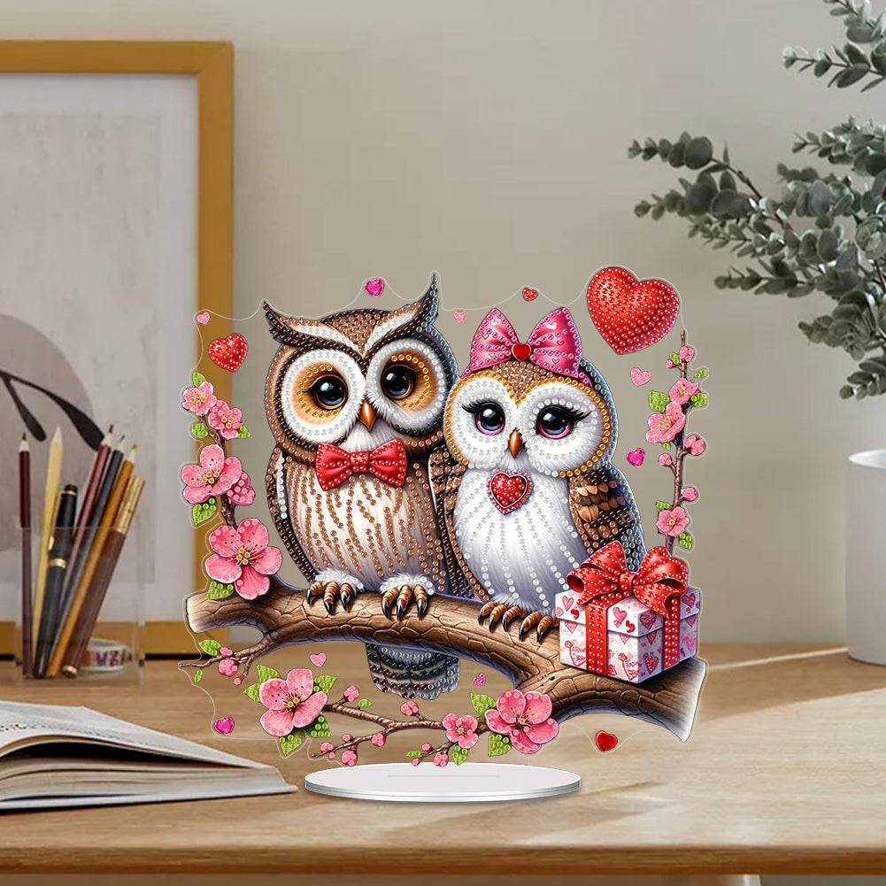 Acrylic Special Shape Valentines Day Owl 5D DIY Diamond Painting Ornament