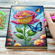Load image into Gallery viewer, Special Shaped Butterfly Rose 50 Pages Diamond Painting Notebook for Adults