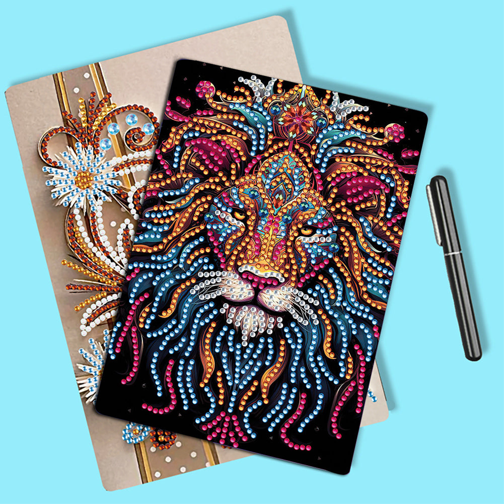 Special Shaped Lion 50 Pages Diamond Painting Notebook for Adults Students