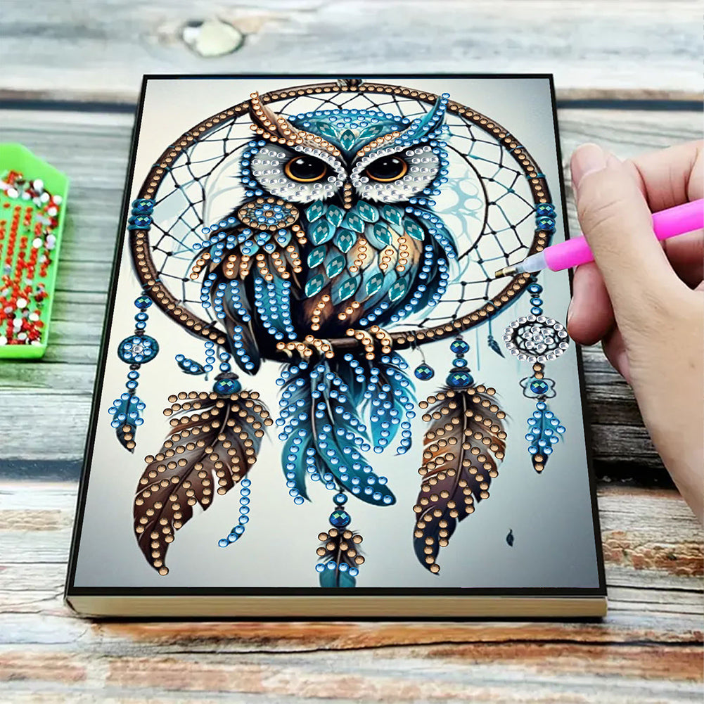 Special Shaped Owl Dreamcatcher 50 Pages Diamond Painting Notebook for Adults