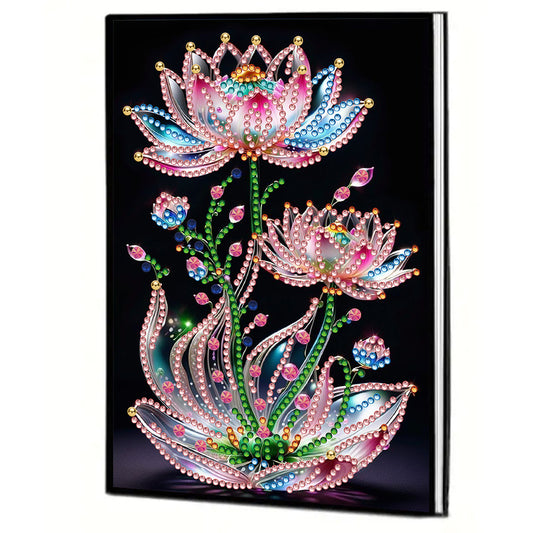 Special Shaped Lotus 50 Pages Diamond Painting Notebook for Adults Students