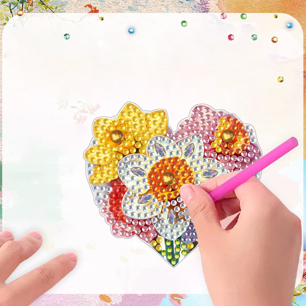 6Pcs Bouquet Diamond Art Fridge Magnet DIY Fridge Stickers for Car Mailbox Decor
