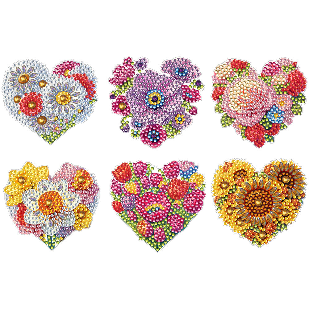 6Pcs Bouquet Diamond Art Fridge Magnet DIY Fridge Stickers for Car Mailbox Decor