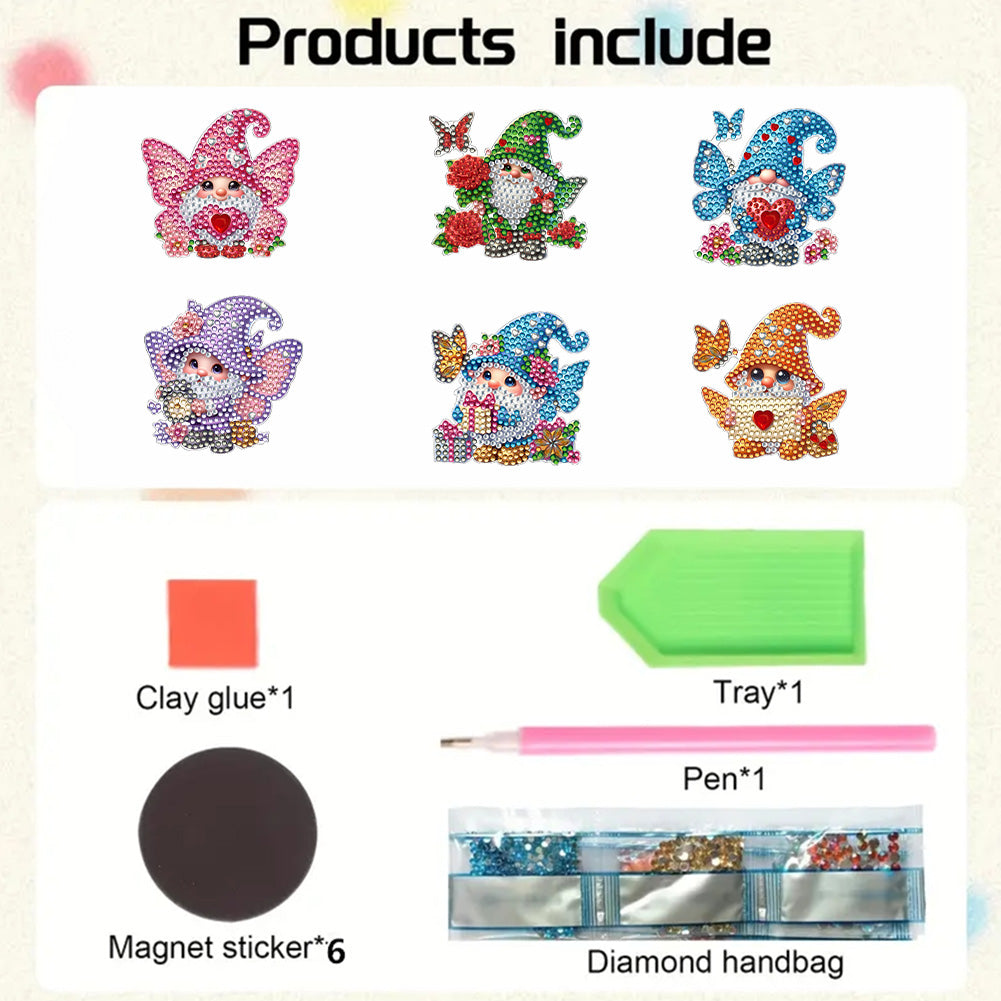 6Pcs Bouquet Diamond Art Fridge Magnet DIY Fridge Stickers for Car Mailbox Decor