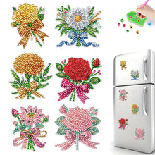 Load image into Gallery viewer, 6Pcs Bouquet Diamond Art Fridge Magnet DIY Fridge Stickers for Car Mailbox Decor