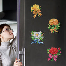 Load image into Gallery viewer, 6Pcs Bouquet Diamond Art Fridge Magnet DIY Fridge Stickers for Car Mailbox Decor