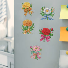 Load image into Gallery viewer, 6Pcs Bouquet Diamond Art Fridge Magnet DIY Fridge Stickers for Car Mailbox Decor