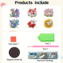 Load image into Gallery viewer, 6Pcs Bouquet Diamond Art Fridge Magnet DIY Fridge Stickers for Car Mailbox Decor