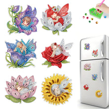 Load image into Gallery viewer, 6Pcs Bouquet Diamond Art Fridge Magnet DIY Fridge Stickers for Car Mailbox Decor