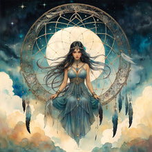 Load image into Gallery viewer, AB Diamond Painting - Full Round - Moon dreamcatcher goddess (40*40CM)
