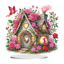 Load image into Gallery viewer, Acrylic Special Shape Rose Cottage 5D DIY Diamond Painting Desktop Ornaments