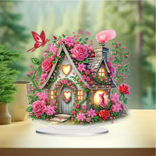 Load image into Gallery viewer, Acrylic Special Shape Rose Cottage 5D DIY Diamond Painting Desktop Ornaments