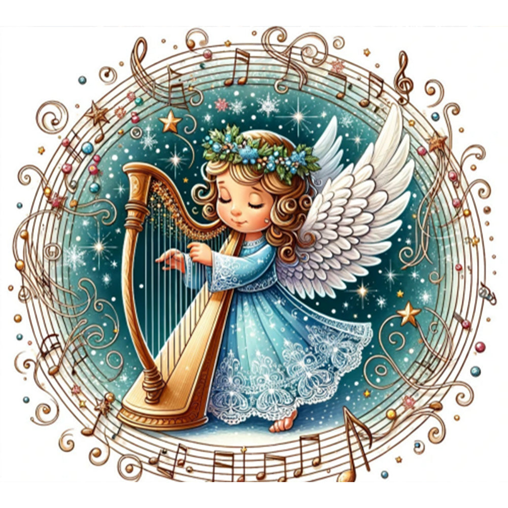AB Diamond Painting - Full Round - Harp music angel (50*45CM)