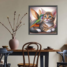 Load image into Gallery viewer, Diamond Painting - Full Round - Hummingbird Cat (40*40CM)