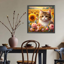 Load image into Gallery viewer, Diamond Painting - Full Round - Sunflower Field Cat (40*40CM)