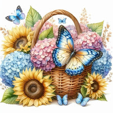 Load image into Gallery viewer, Diamond Painting - Full Round - Sunflower Hydrangea Butterfly (40*40CM)