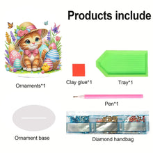 Load image into Gallery viewer, Acrylic Special Shape Easter Cat Diamond Painting Desktop Ornaments for Beginner