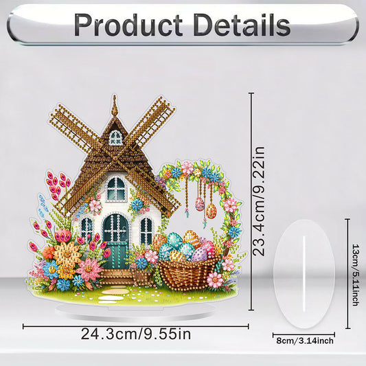Acrylic Special Shape Easter Windmill Diamond Painting Desktop Ornaments