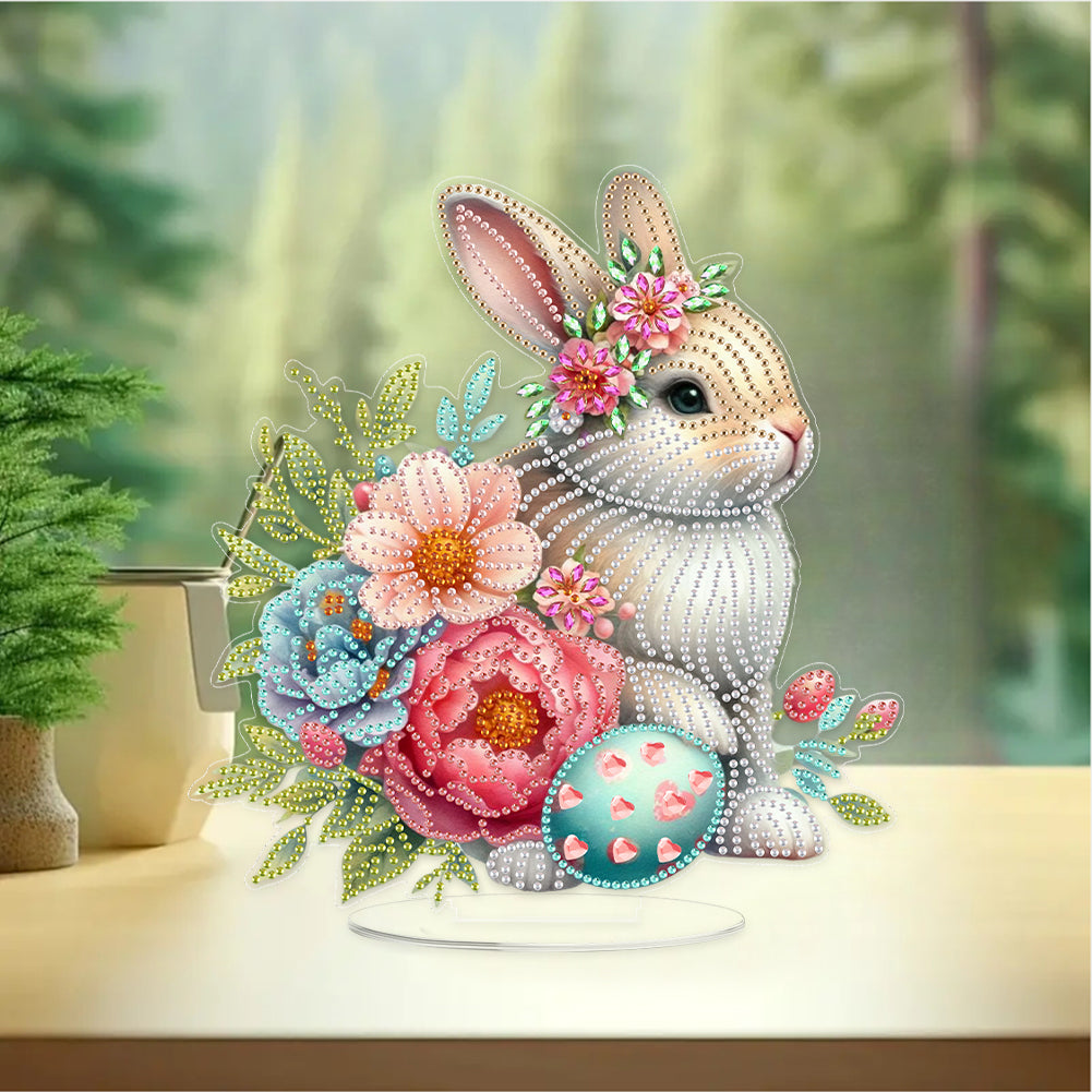 Acrylic Special Shape Easter Rabbit Diamond Painting Desktop Ornaments
