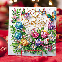 Load image into Gallery viewer, 6Pcs Flower Birthday Rhinestone Painting Card Kit Diamond Painting Greeting Card