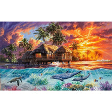 Load image into Gallery viewer, Diamond Painting - Full Square - Seaside thatched house (65*40CM)