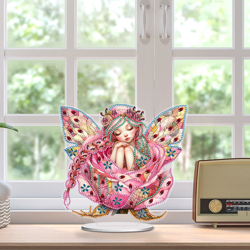 PET Elf Girl Desktop Diamond DIY Kits Diamond Painting Desktop Ornament for Home