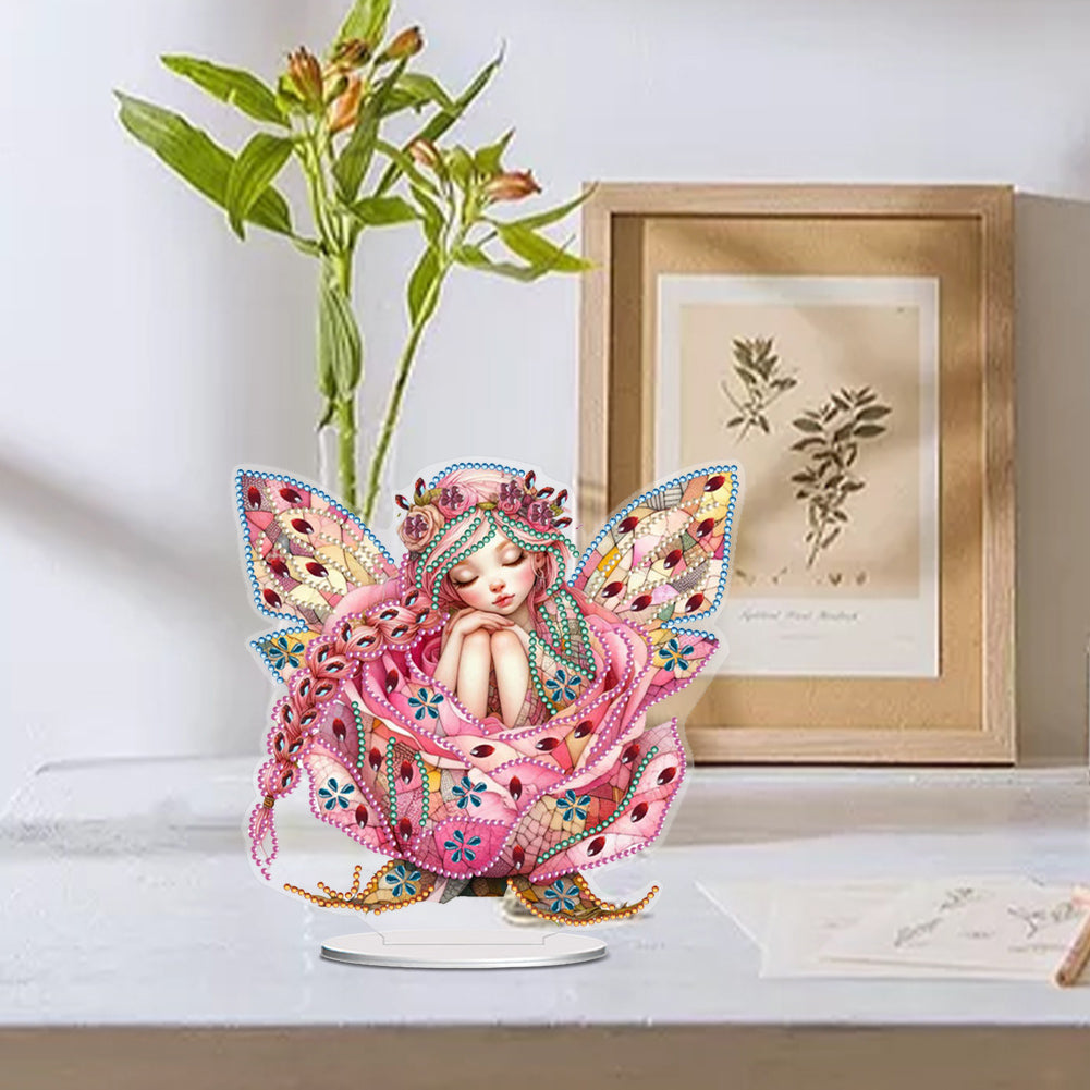 PET Elf Girl Desktop Diamond DIY Kits Diamond Painting Desktop Ornament for Home