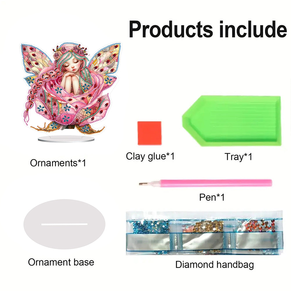 PET Elf Girl Desktop Diamond DIY Kits Diamond Painting Desktop Ornament for Home