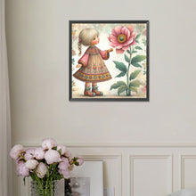Load image into Gallery viewer, Diamond Painting - Full Square - Little girl with flowers (30*30CM)